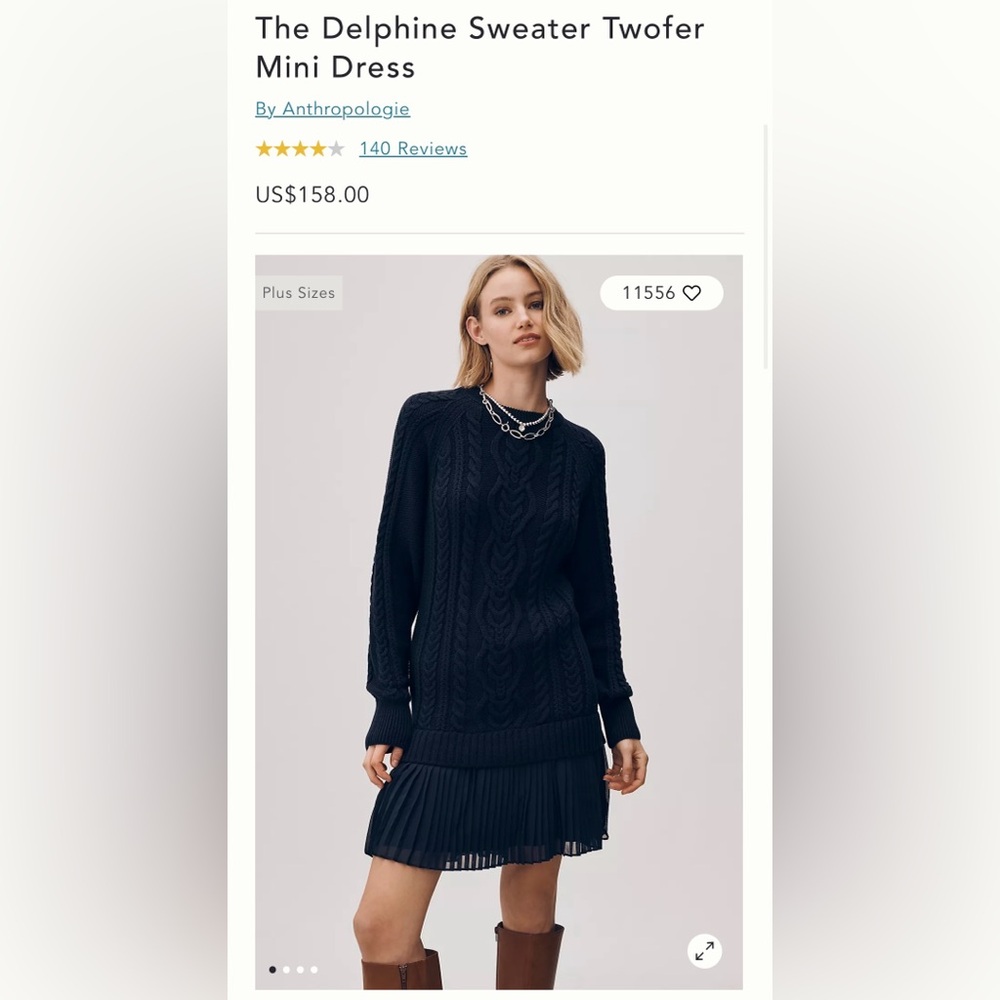 Nwt Size Xsp - Anthro The Delphine Cotton Sweater Twofer Mini Dress Nwt Us$ 158